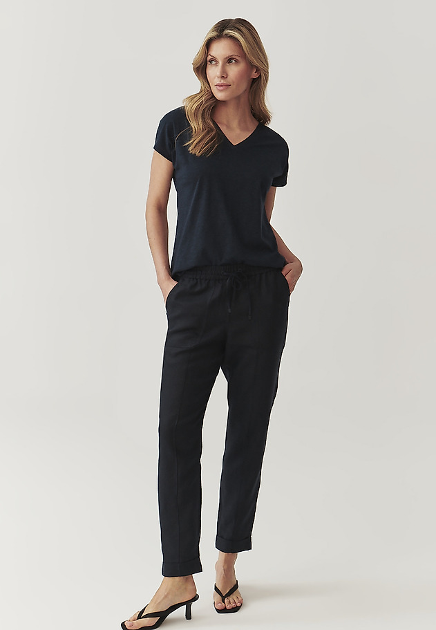 LADIES’ BLOUSE WITH KIMONO MINI SLEEVES - EVELYN LADIES’ BLOUSE WITH KIMONO MINI SLEEVES - EVELYN GRANATOWY 2