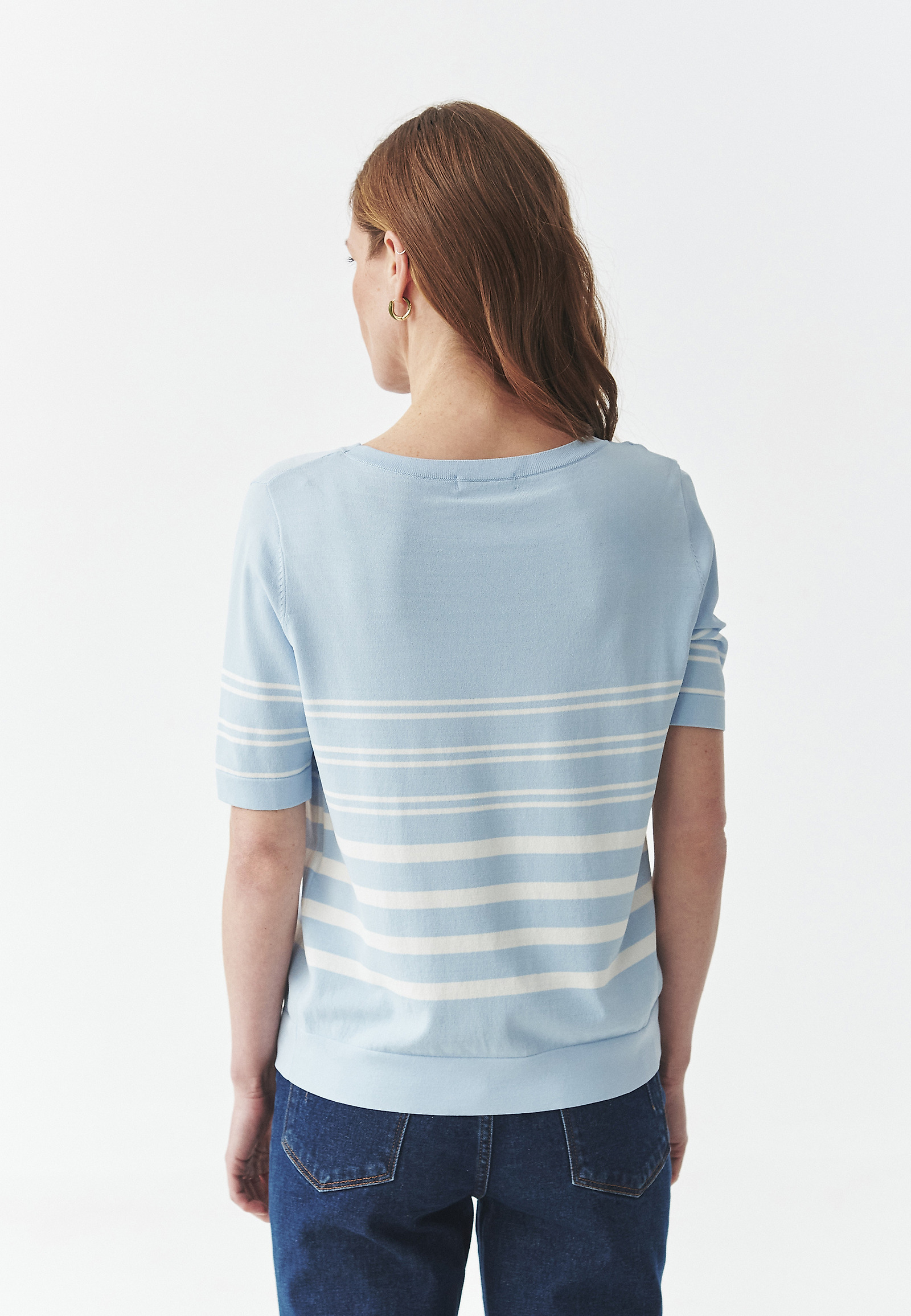 STRIPED BLOUSE — EZRA STRIPED BLOUSE — EZRA BLUE 109302