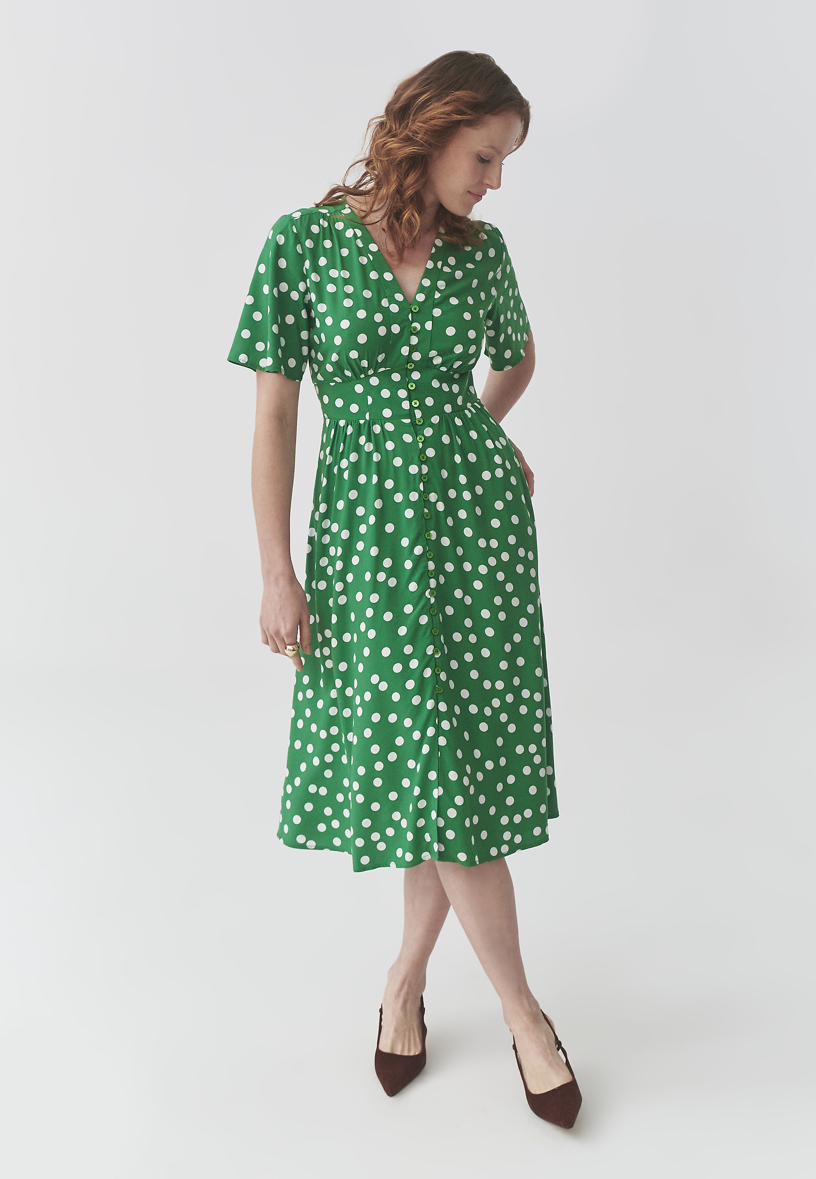 VISCOSE POLKA DOTS DRESS - NAELA VISCOSE POLKA DOTS DRESS - NAELA MULTICOLOR 106976