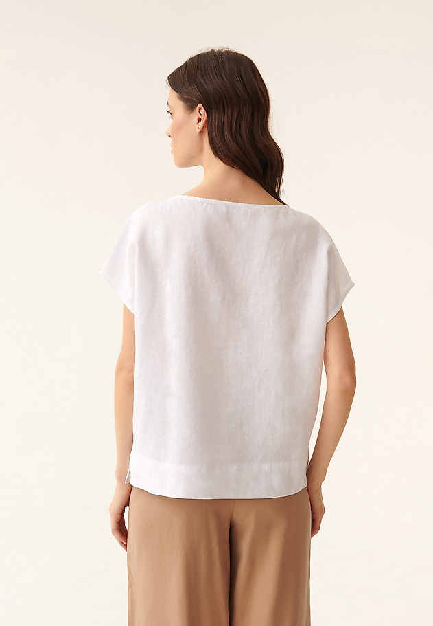LADIES' SHORT SLEEVE LINEN BLOUSE OMA LADIES' SHORT SLEEVE LINEN BLOUSE OMA WHITE 4