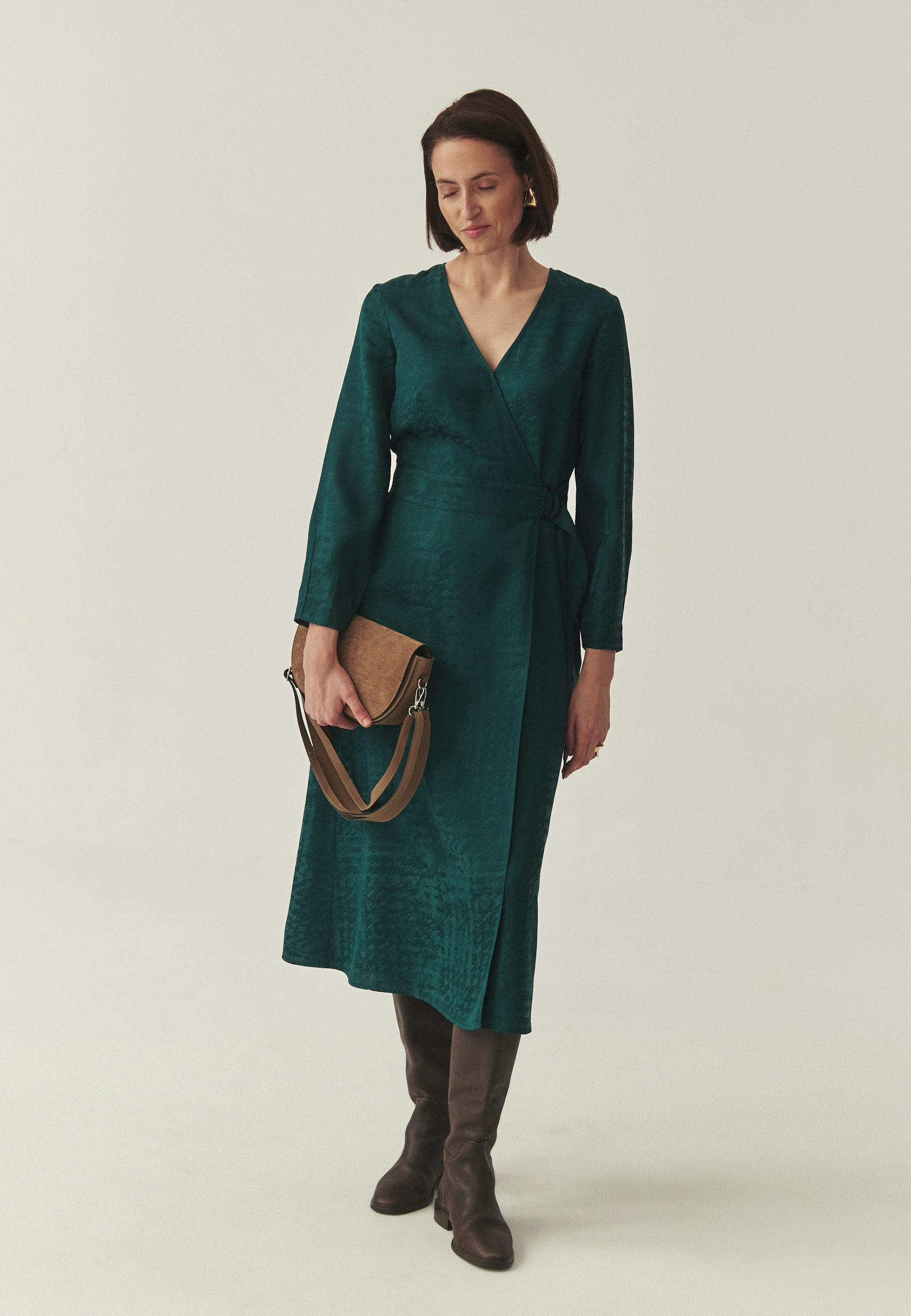 KOPERTOWA SUKIENKA MIDI - GOLTE ZIELONY 2