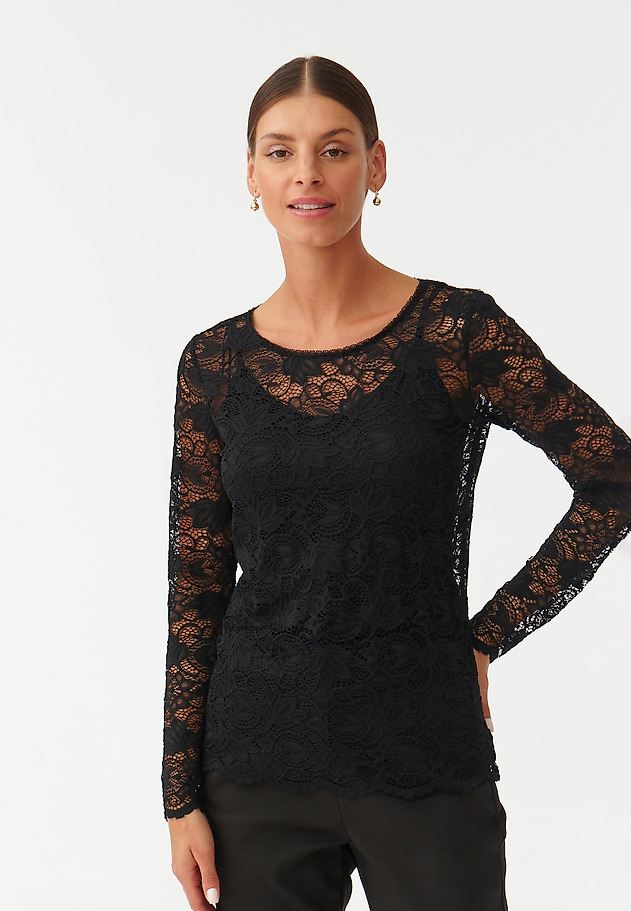ČIPKASTA BLUZA Z DOLGIMI ROKAVI LARENA ČIPKASTA BLUZA Z DOLGIMI ROKAVI LARENA ČRNA 3