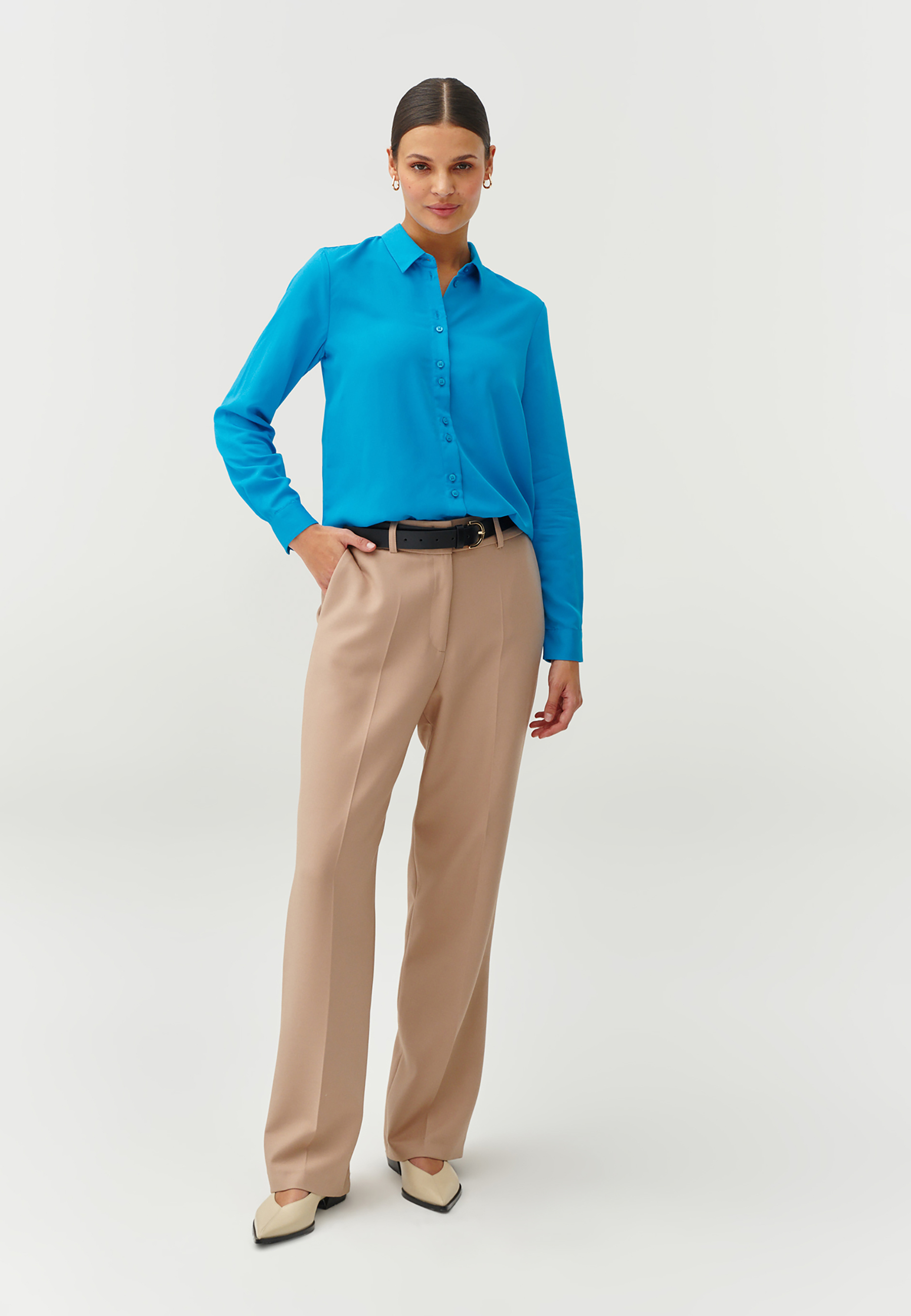 TKANINOWA KOSZULA DAMSKA Z MIESZANKI WISKOZOWEJ - ENMO