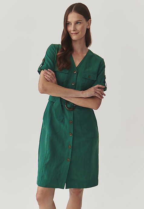 PLÁTĚNÉ KOŠILOVÉ ŠATY S OPASKEM - SOFORIA PLÁTĚNÉ KOŠILOVÉ ŠATY S OPASKEM - SOFORIA