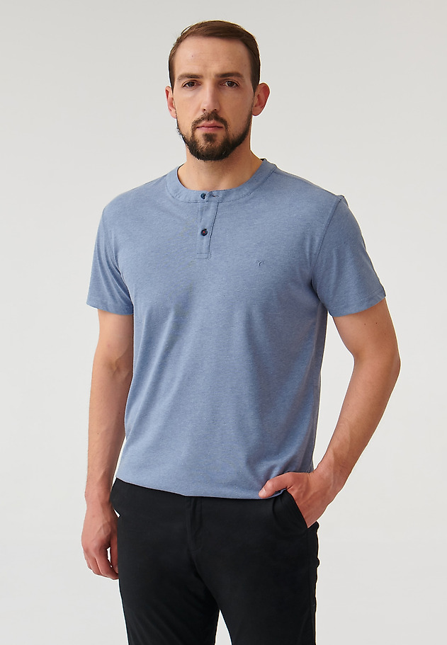 MEN'S POLO SHIRT WITHOUT A COLLAR SIMON 3 MEN'S POLO SHIRT WITHOUT A COLLAR SIMON 3 BLUE 1