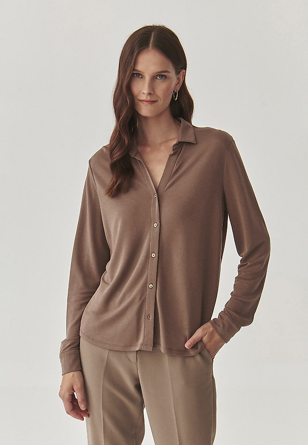 CĂMAȘĂ DE DAMĂ, DIN TRICOT, CU MÂNECI LUNGI - LARYSA CĂMAȘĂ DE DAMĂ, DIN TRICOT, CU MÂNECI LUNGI - LARYSA BEJ 1