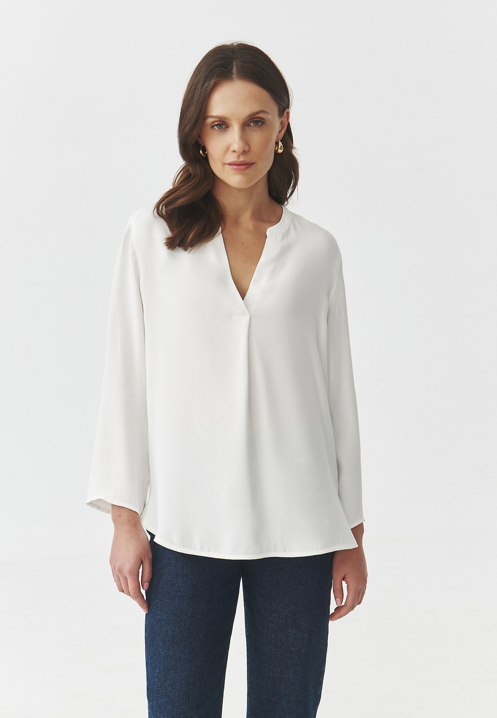 BLUZA IZ VISKOZE Z ZAVIHANIMI ROKAVI - ZAO BLUZA IZ VISKOZE Z ZAVIHANIMI ROKAVI - ZAO ECRU 107386