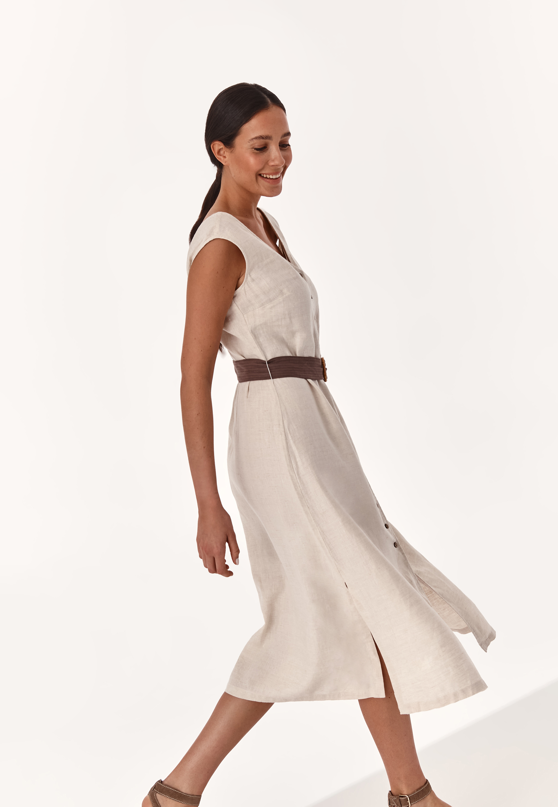 dámské šaty textilní MERIDO BÉŽOVÁ 2