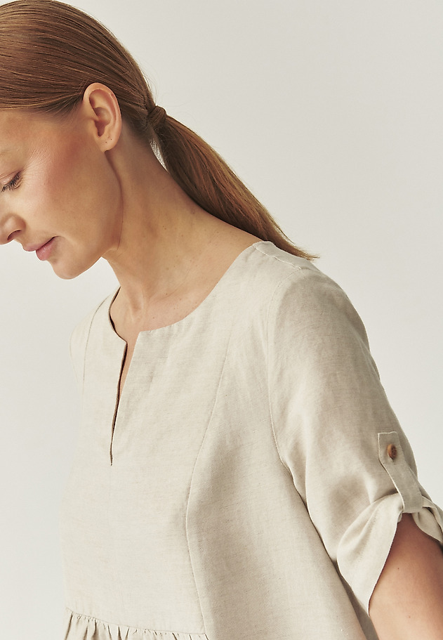 FLARED LINEN DRESS - NATURO FLARED LINEN DRESS - NATURO BEŻOWY 4
