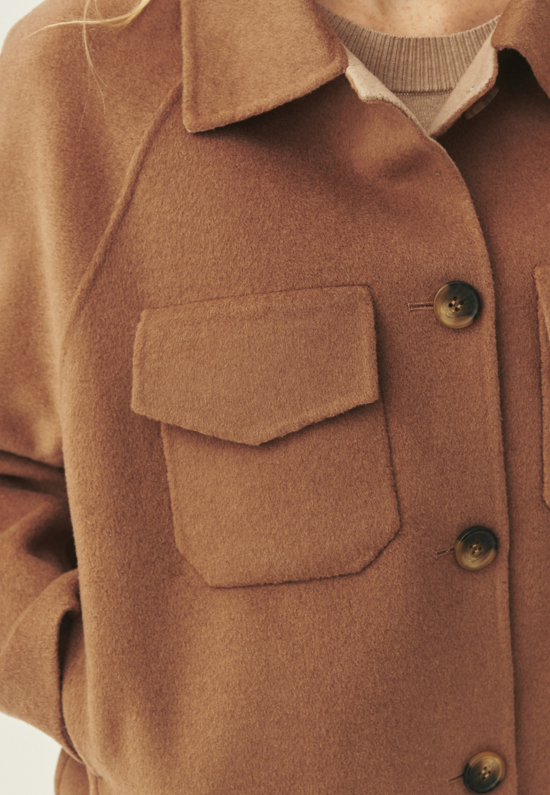 CASUALOWA KURTKA Z WEŁNĄ - KRISTA BRĄZOWY 2