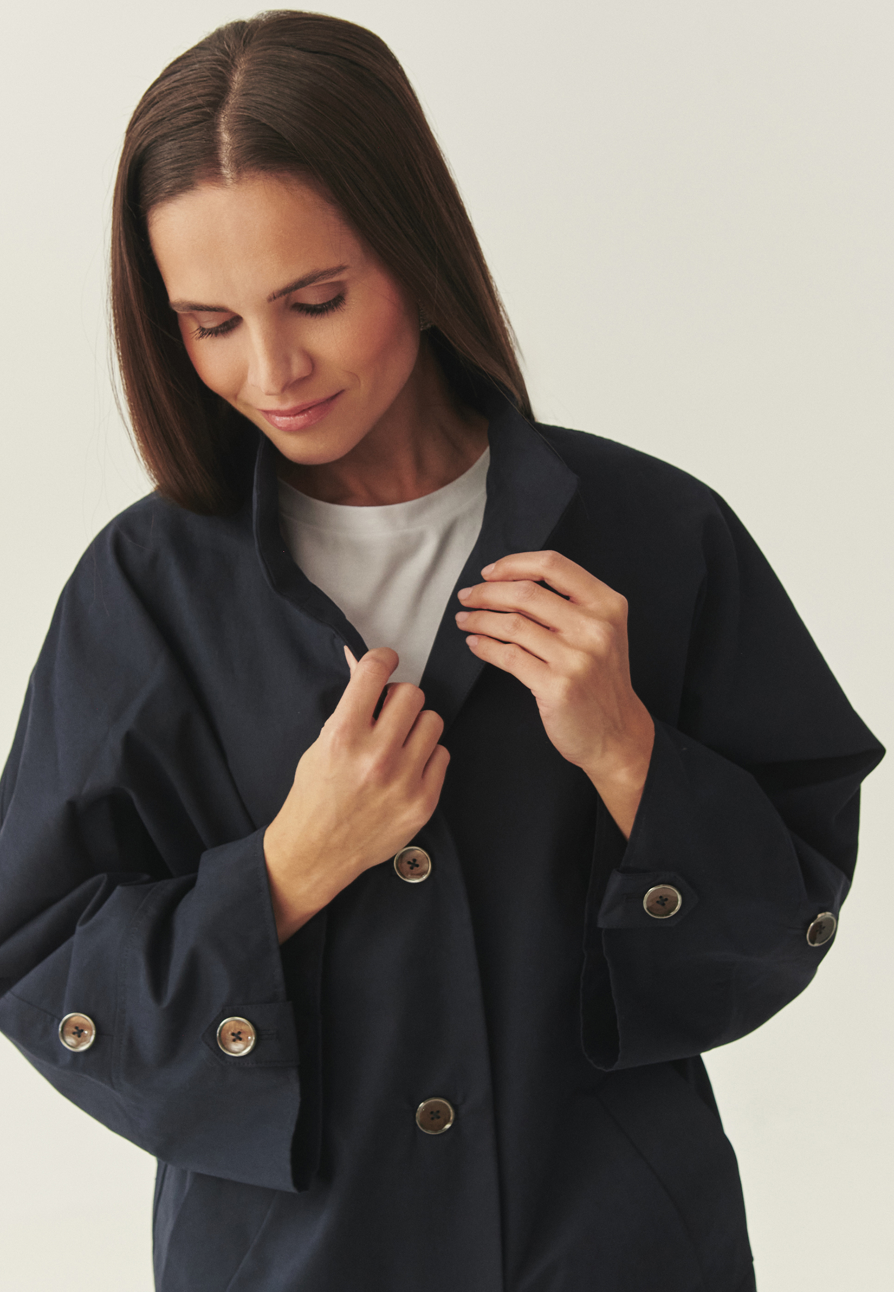 JEDNORZĘDOWY PŁASZCZ PRZEJŚCIOWY - MORIWIO GRANATOWY 2