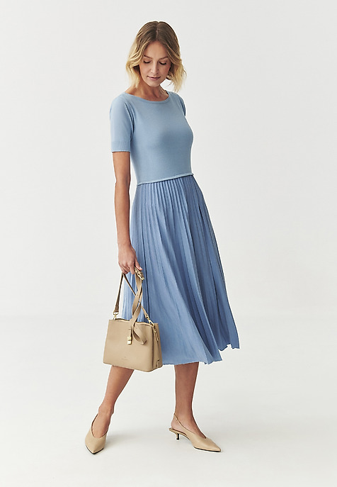 PLEATED DRESS - BELLO BLUE 2