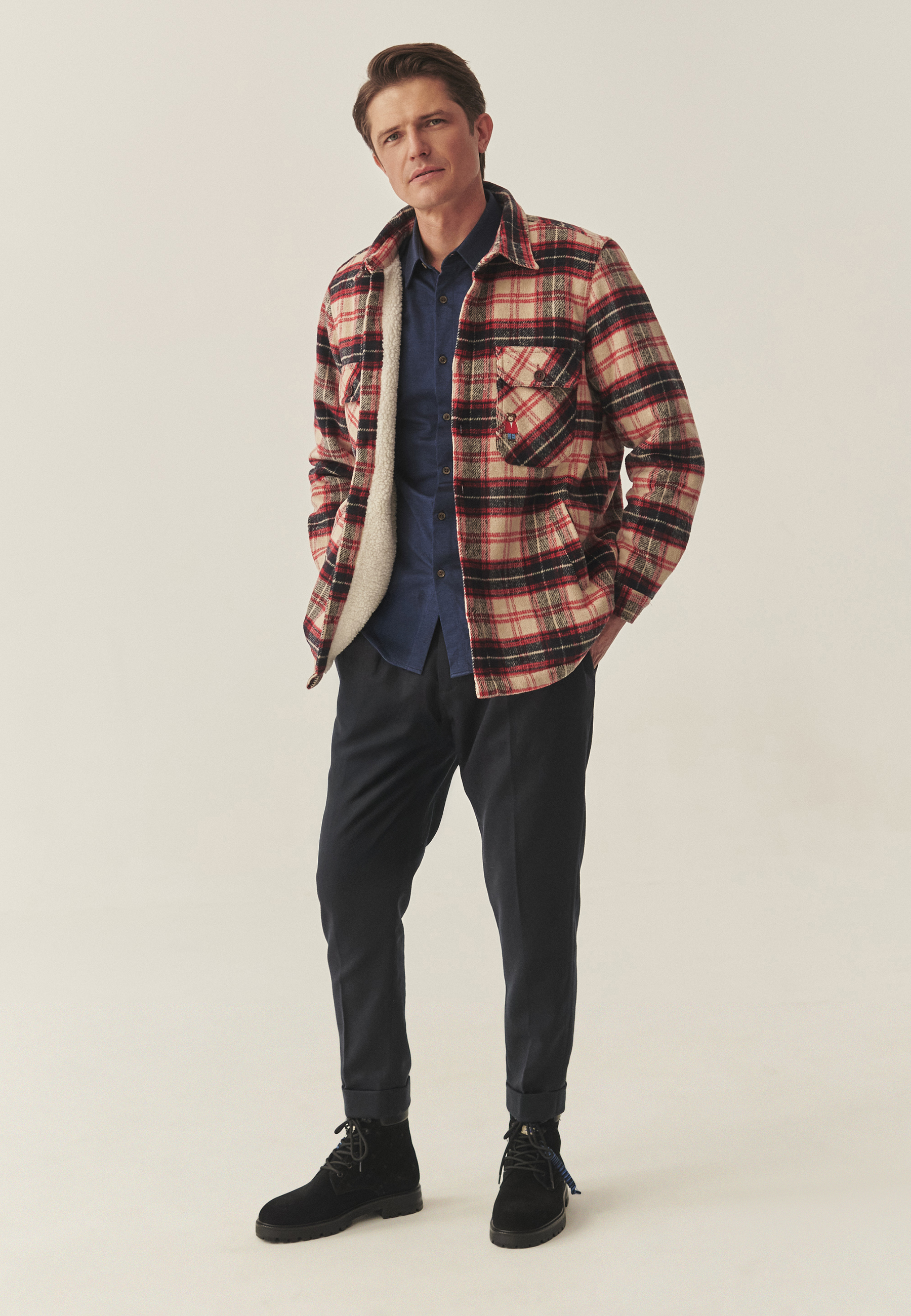 TKANINOWA KURTKA MĘSKA W KRATĘ SHACK CZERWONY 2