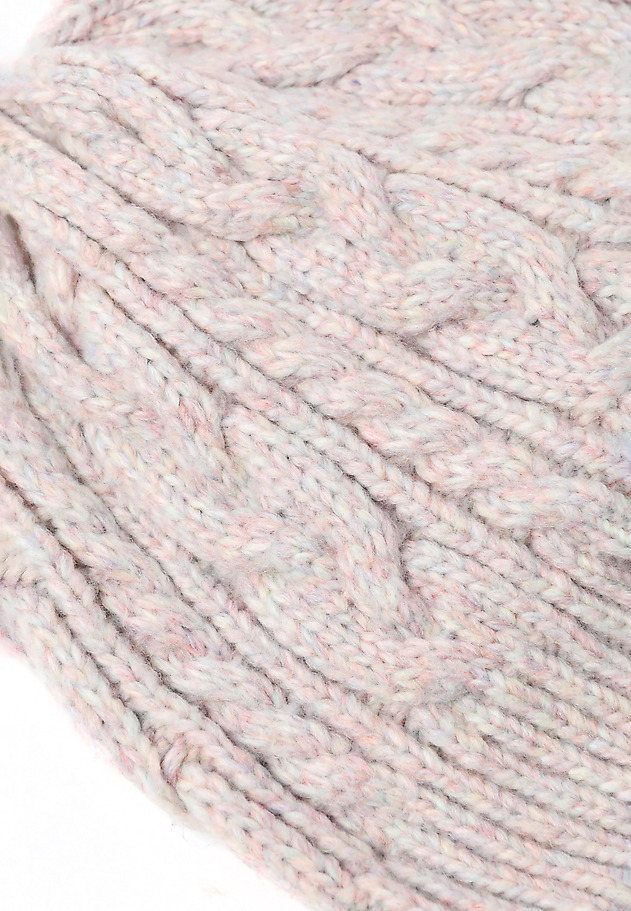 KNITTED LADIES' BEANIE WITH PLAID WEAVE — RIFA KNITTED LADIES' BEANIE WITH PLAID WEAVE — RIFA RÓŻOWY 3