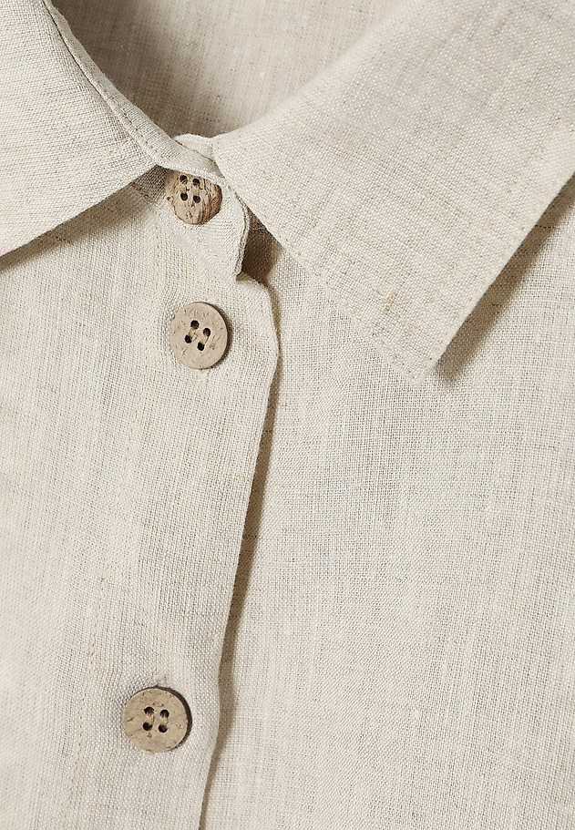 LADIES’ LINEN BUTTONED DRESS WITH SHORT SLEEVES - ZALWA LADIES’ LINEN BUTTONED DRESS WITH SHORT SLEEVES - ZALWA BEIGE 8