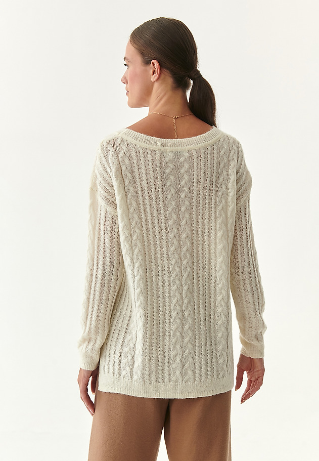 LADIES' SIMPLE PULLOVER WITH MOHAIR MIKO LADIES' SIMPLE PULLOVER WITH MOHAIR MIKO ECRU 2