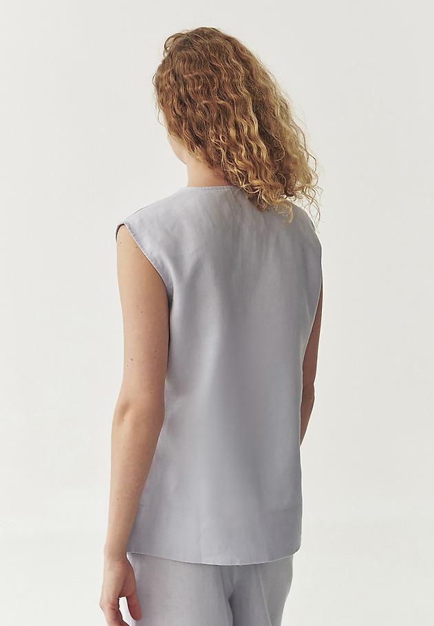 SLEEVELESS LINEN BLOUSE - LUIZA SLEEVELESS LINEN BLOUSE - LUIZA FIOLETOWY 3