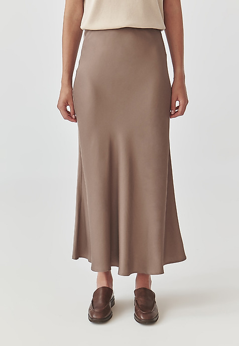 LONG LADIES’ SATIN SKIRT - SATINOLA 1 BEIGE 2