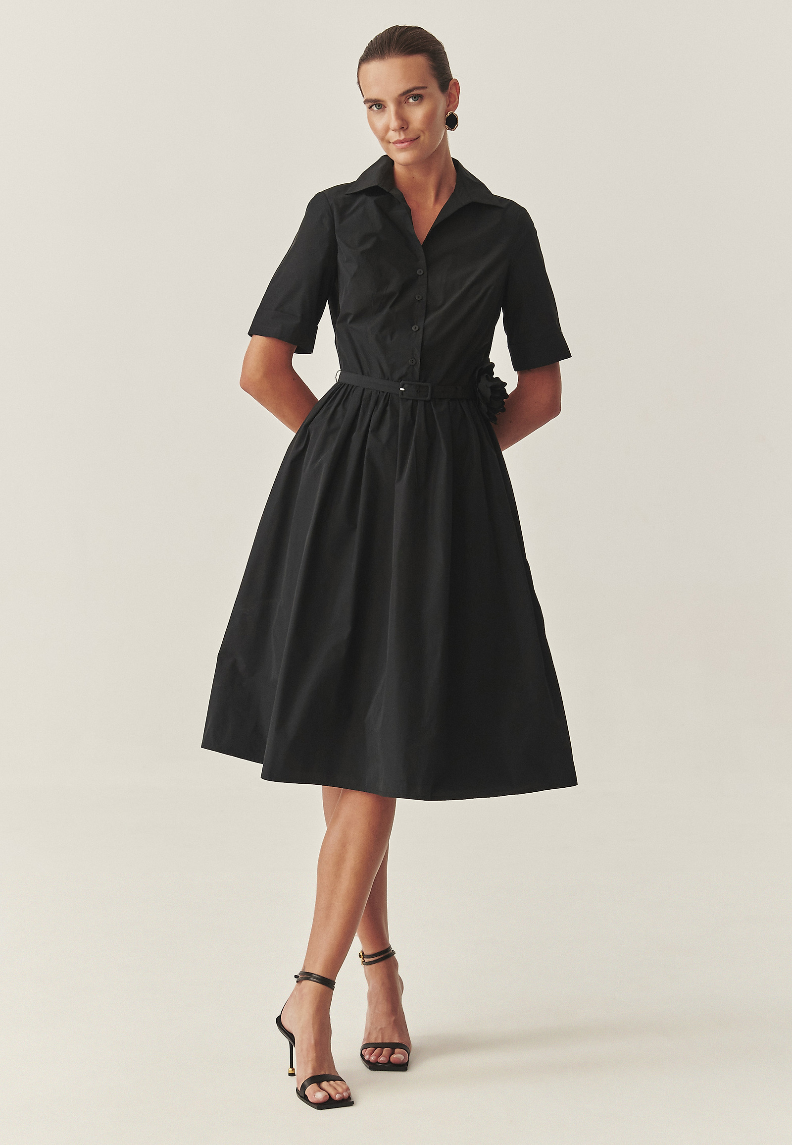 FLARED TAFFETA DRESS - SATIDA FLARED TAFFETA DRESS - SATIDA BLACK 118418