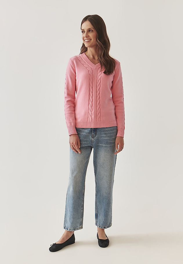 LADIES’ SWEATER IN CABLE KNIT STRUCTURE - WIRA LADIES’ SWEATER IN CABLE KNIT STRUCTURE - WIRA RÓŻOWY 2
