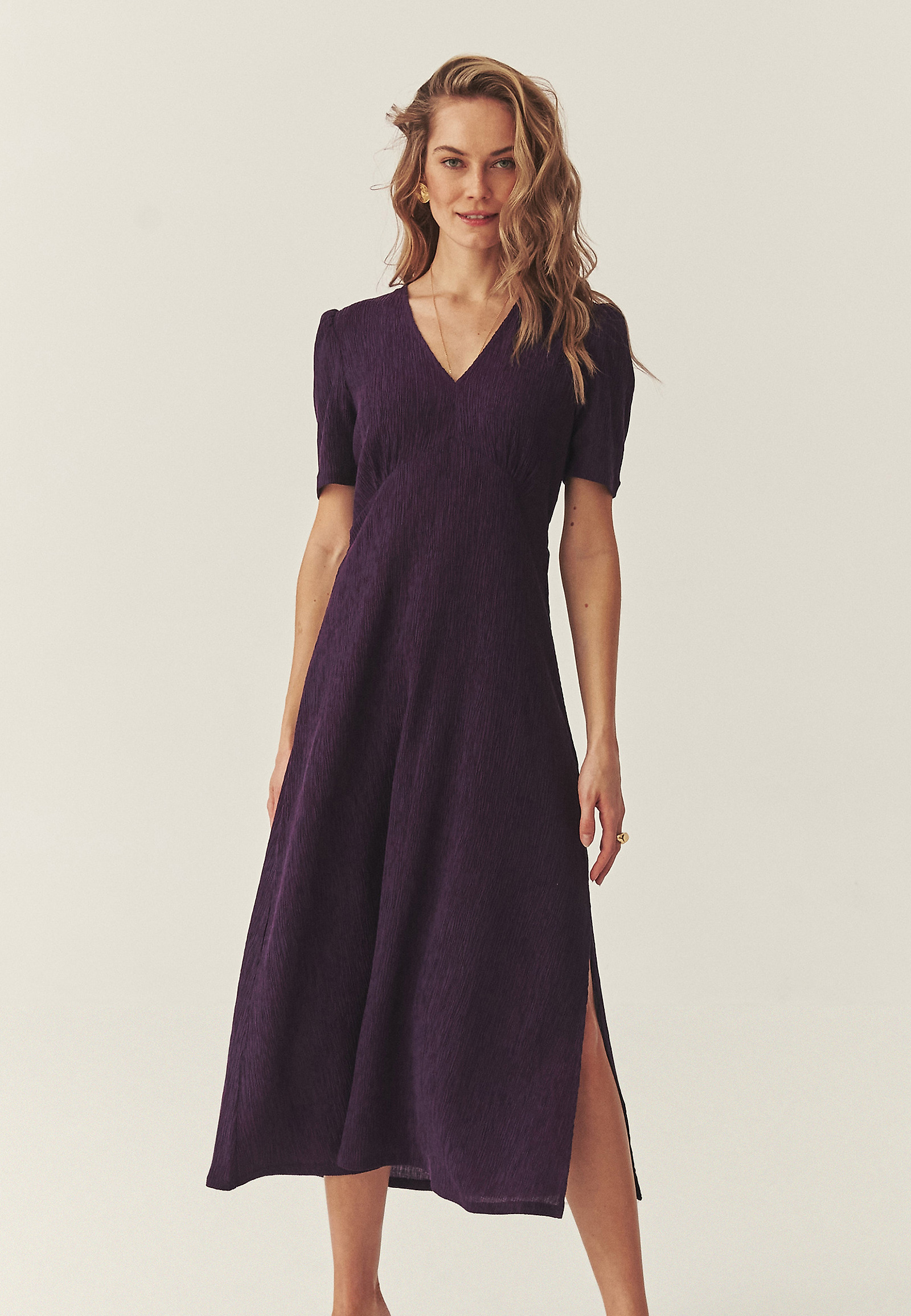 CRINKLE MIDI DRESS - MATABI color PURPLE CRINKLE MIDI DRESS - MATABI color PURPLE