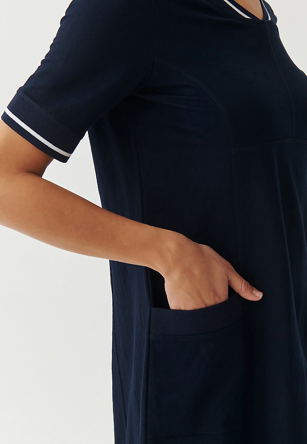 LADIES’ DRESS WITH CONTRASTING RIB - LINARA LADIES’ DRESS WITH CONTRASTING RIB - LINARA NAVY BLUE 4