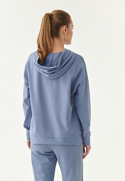BLUZA DAMSKA Z KAPTUREM ROLUQA NIEBIESKI 2