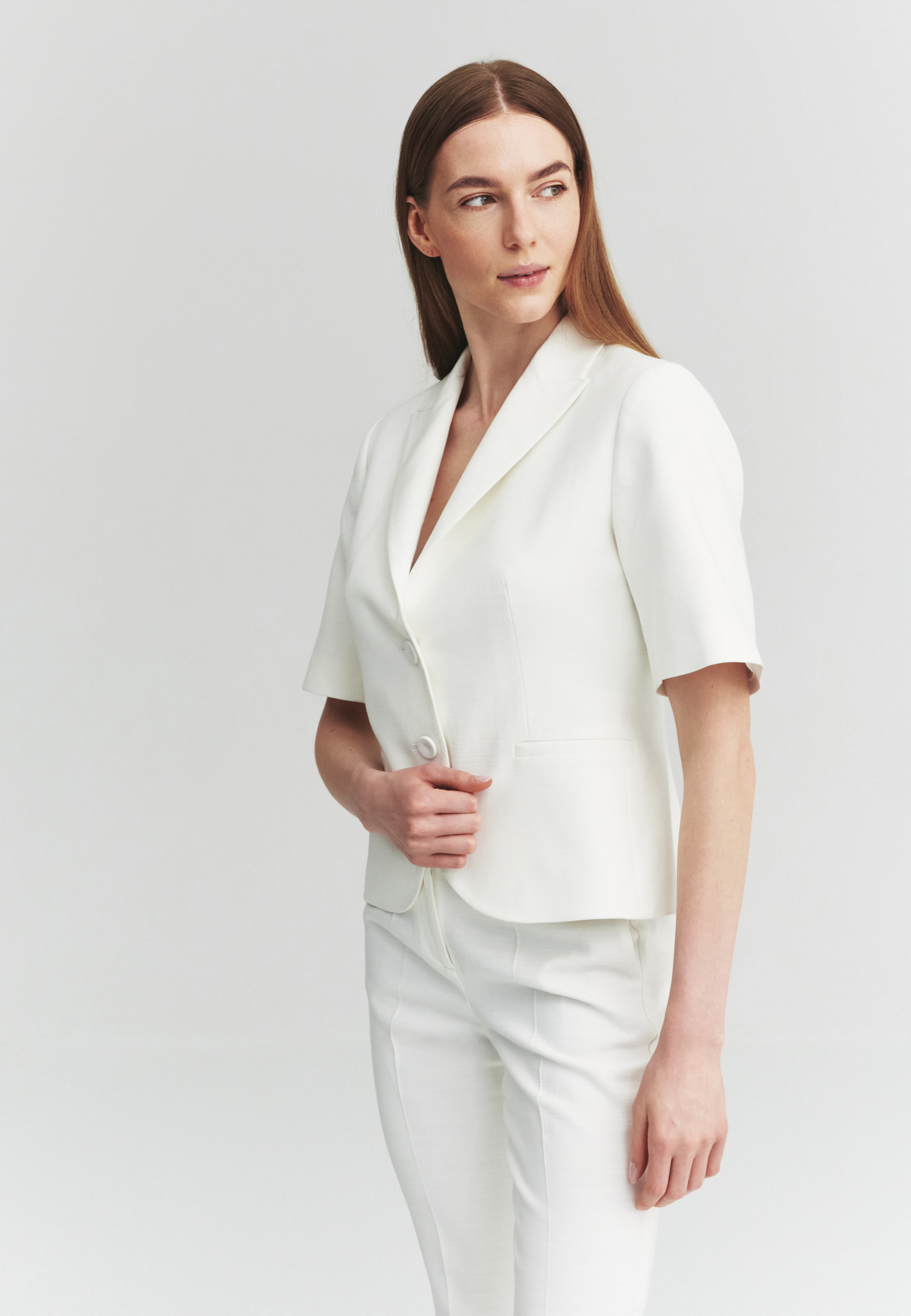 BIAŁY ŻAKIET Z BAWEŁNĄ - SELENI BIAŁY 2