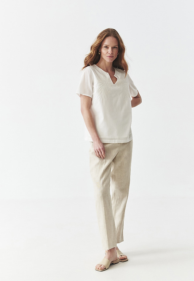 COTTON EMBROIDERED BLOUSE - SIMONETTA COTTON EMBROIDERED BLOUSE - SIMONETTA ECRU 3