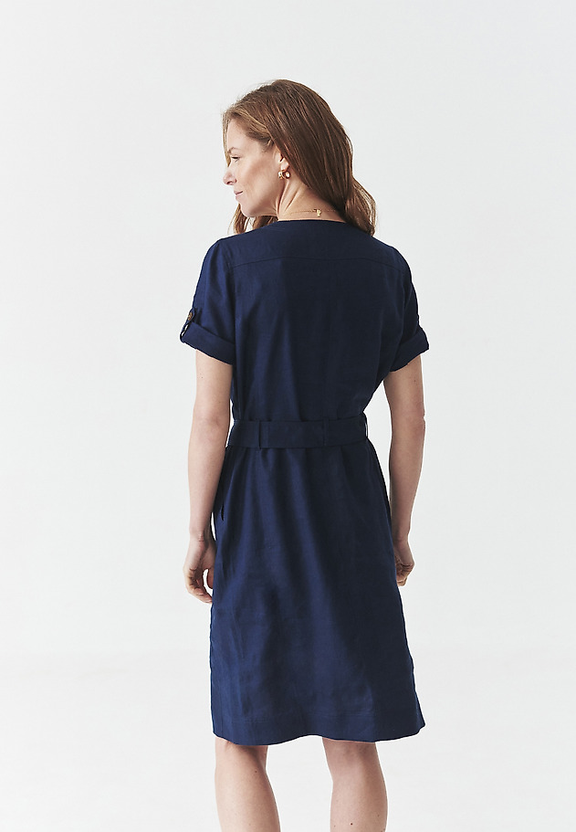 SAFARI-STYLE LINEN SHIMMER DRESS - SOFORIA SAFARI-STYLE LINEN SHIMMER DRESS - SOFORIA NIEBIESKI 4