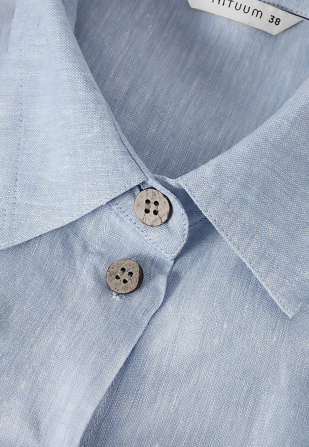 LADIES’ LINEN BUTTONED DRESS WITH SHORT SLEEVES - ZALWA LADIES’ LINEN BUTTONED DRESS WITH SHORT SLEEVES - ZALWA BLUE 7