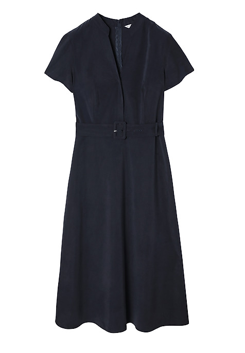 ROCHIE MIDI, CU MÂNECĂ SCURTĂ ȘI CENTURĂ CU CATARAMĂ - KORMI BLEUMARIN 2