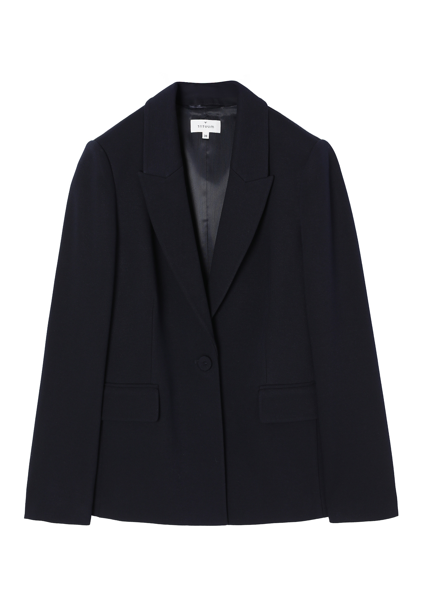 VLNĚNÝ BLAZER S KNOFLÍKOVÝM ZÁVĚSEM - SERMA VLNĚNÝ BLAZER S KNOFLÍKOVÝM ZÁVĚSEM - SERMA TMAVĚ MODRÁ 113733