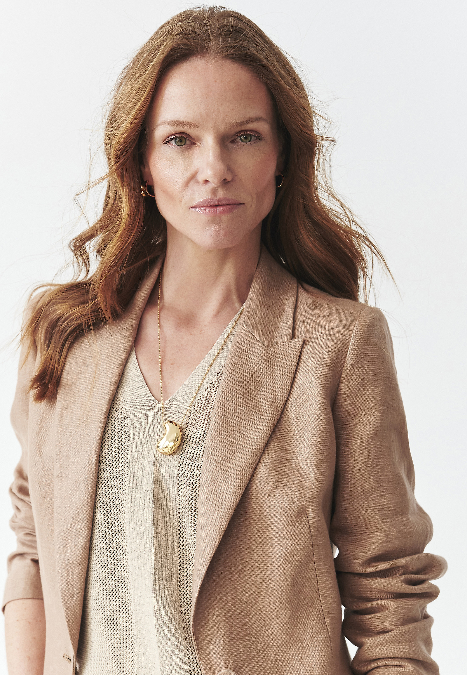 LEN FOKOZOTT BLAZER - LAMIA 3 LEN FOKOZOTT BLAZER - LAMIA 3 BÉZS 109817