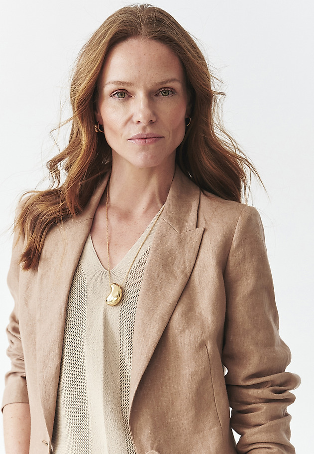 LINEN CAMEL BLAZER - LAMIA 3 LINEN CAMEL BLAZER - LAMIA 3 BEŻOWY 2
