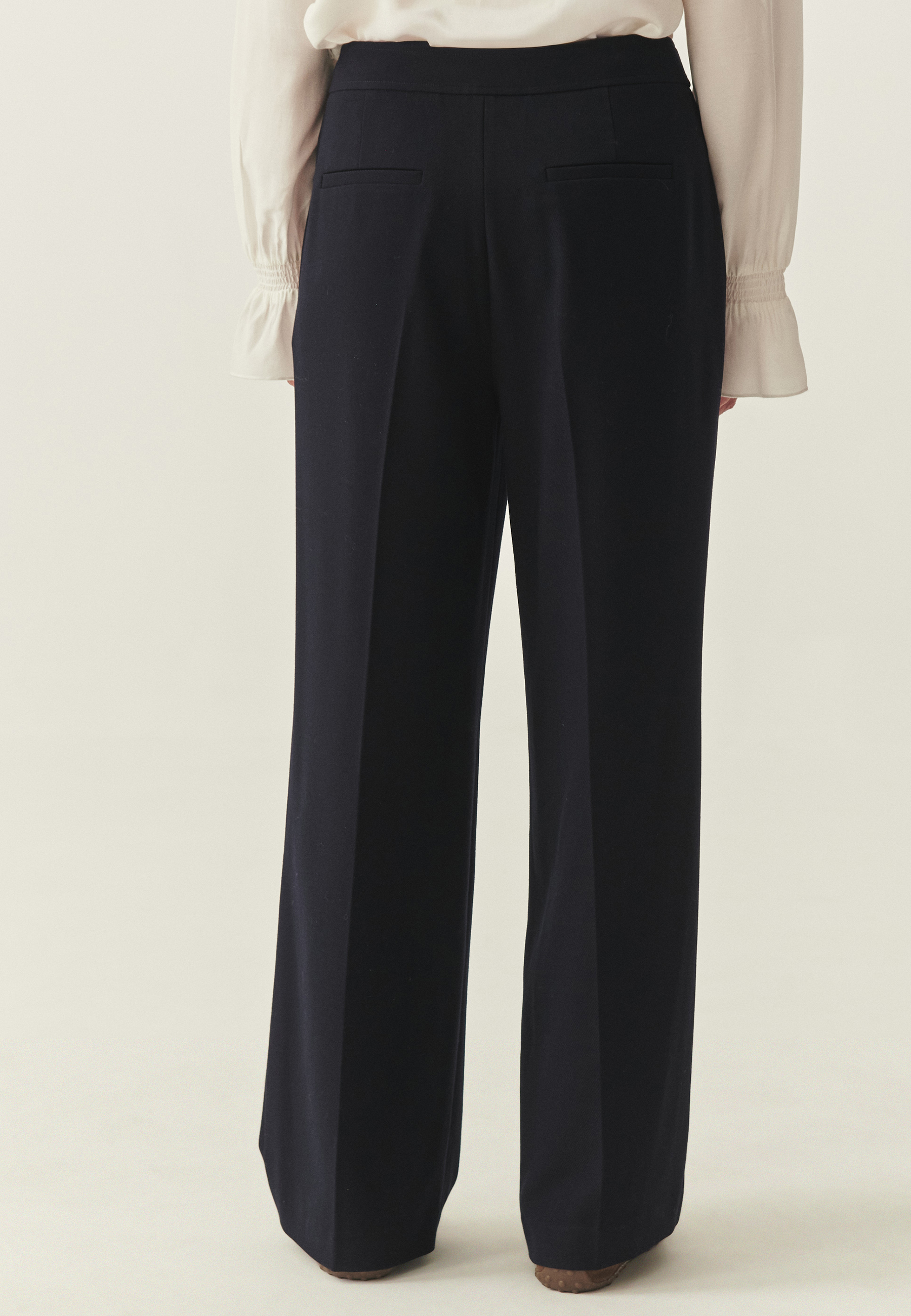 SZEROKIE SPODNIE Z KANTEM - LEMKI GRANATOWY 2