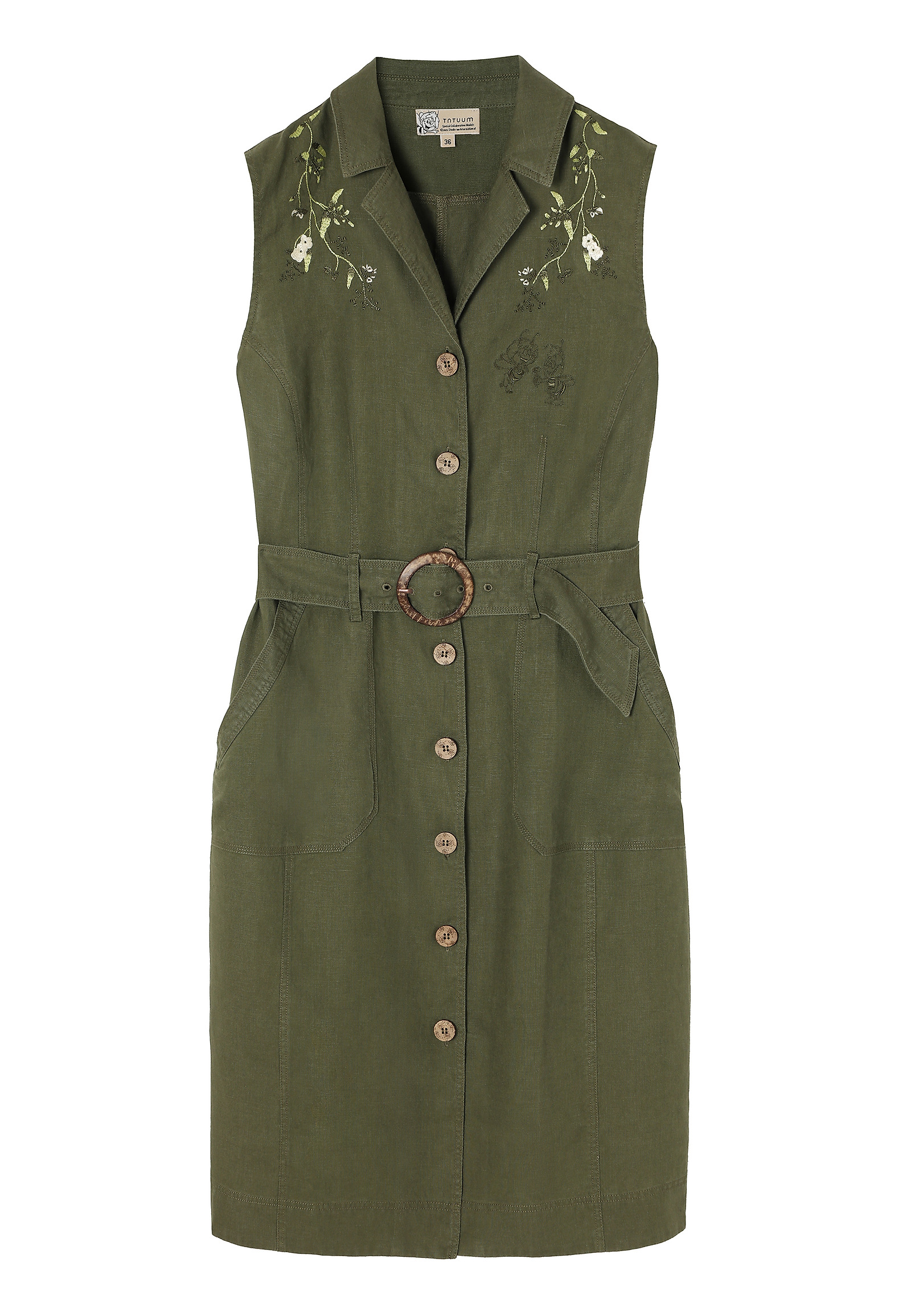 SLEEVELESS LINEN SCHMISSERIE - SOFORINA SLEEVELESS LINEN SCHMISSERIE - SOFORINA KHAKI 110361