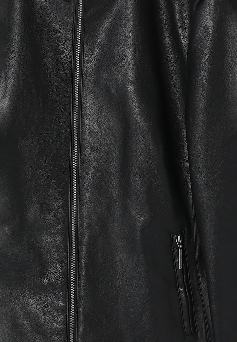 LADIES’ JACKET MADE FROM LEATHER-LOOK FABRIC - BAMI BLACK 2