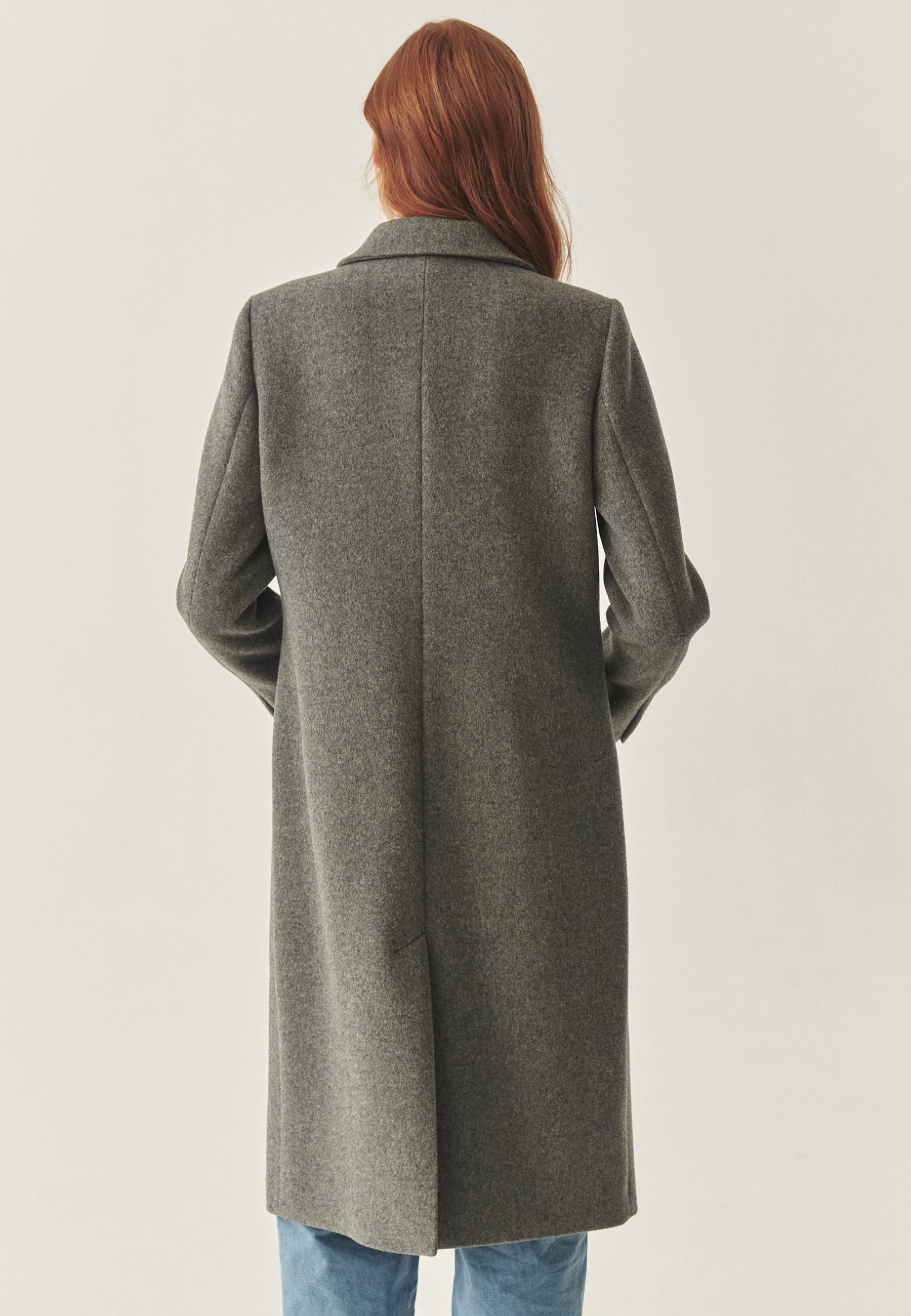 Eleganten volnen plašč - SONIA 1 SIVA 2