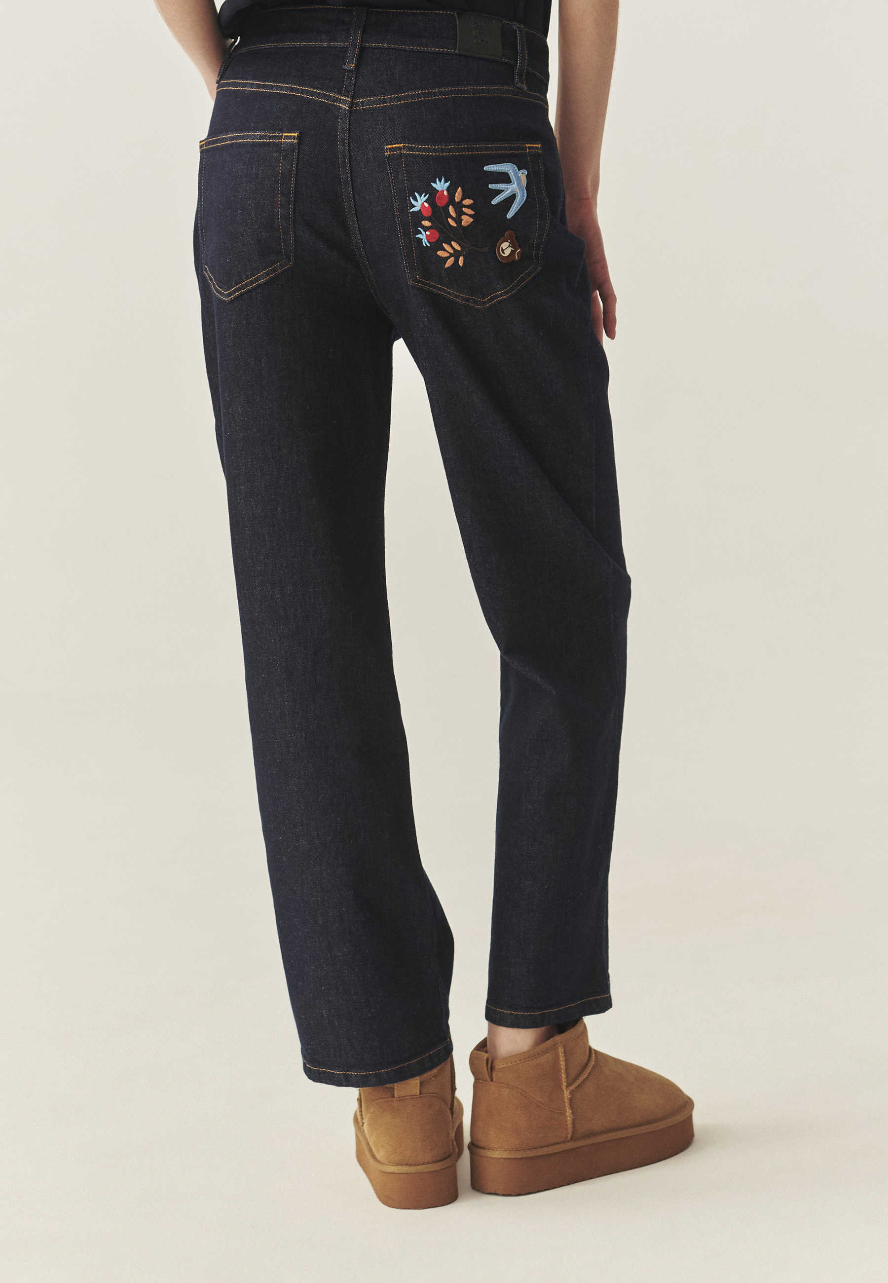 DENIMOWE SPODNIE Z HAFTEM - TAMIS GRANATOWY 2