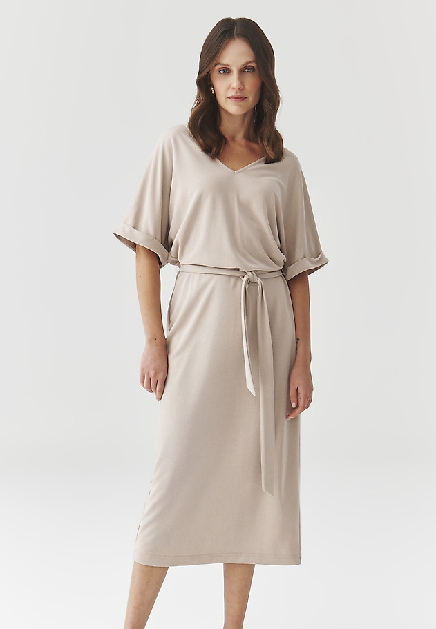 CLASSIC MIDI DRESS — ASTER CLASSIC MIDI DRESS — ASTER BEŻOWY 3