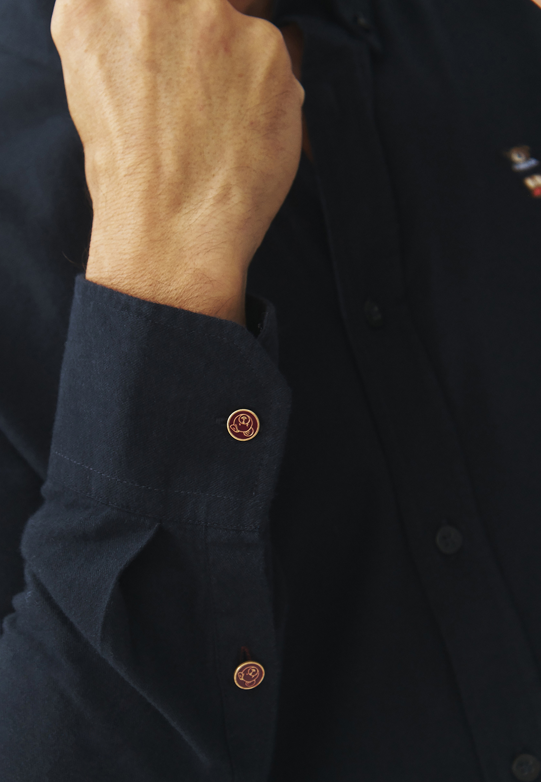 BAWEŁNIANA KOSZULA MĘSKA O DOPASOWANYM KROJU — MARCO 5 GRANATOWY 2