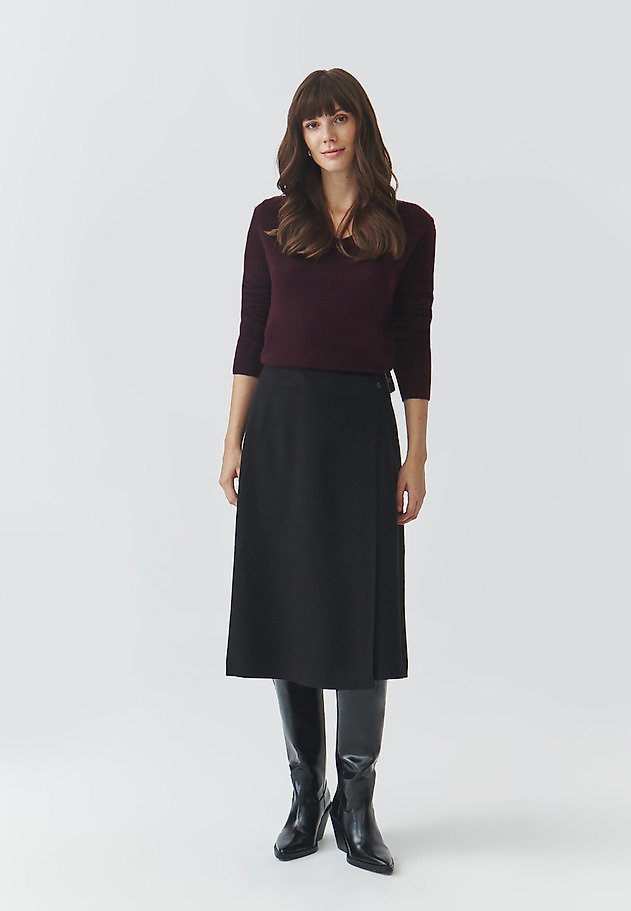 FABRIC MIDI SKIRT WITH ADJUSTABLE WAISTBAND — SKINO 1 FABRIC MIDI SKIRT WITH ADJUSTABLE WAISTBAND — SKINO 1 CZARNY 1