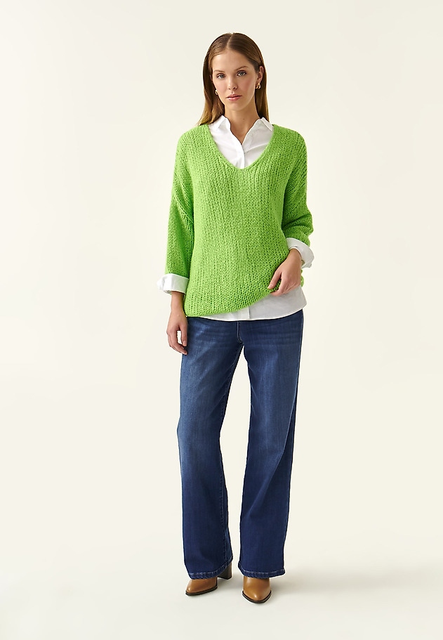 LOOSE SWEATER WITH VISIBLE WEAVE BAJANA LOOSE SWEATER WITH VISIBLE WEAVE BAJANA ZIELONY 2