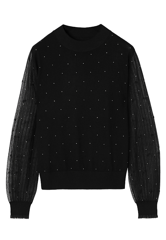 BLACK JUMPER WITH SPARKLY DETAILS - MESHY BLACK JUMPER WITH SPARKLY DETAILS - MESHY BLACK 7