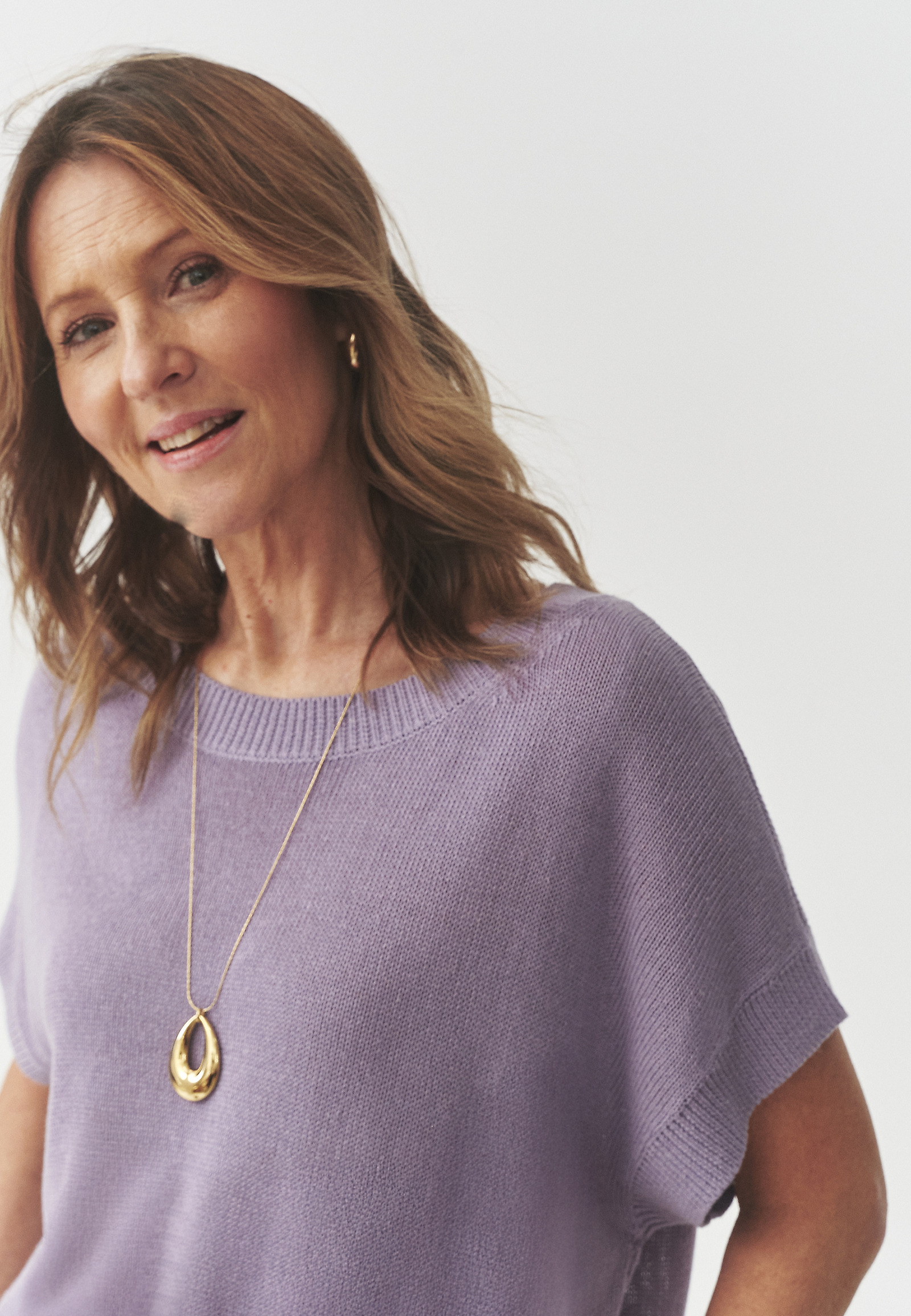 LOOSE JUMPER WITH LYOCELL AND LINEN — LIMI LOOSE JUMPER WITH LYOCELL AND LINEN — LIMI PURPLE 105697