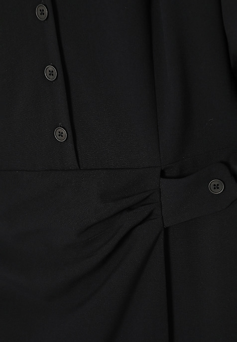 FABRIC DRESS WITH CREASE AND 3/4 SLEEVES — FINCA BLACK 2