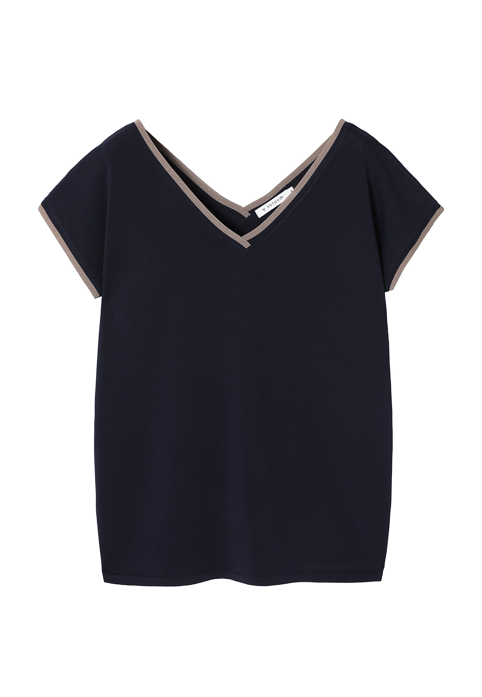 LADIES’ BLOUSE WITH A CONTRASTING RIBBING - SORA LADIES’ BLOUSE WITH A CONTRASTING RIBBING - SORA NAVY BLUE 99508