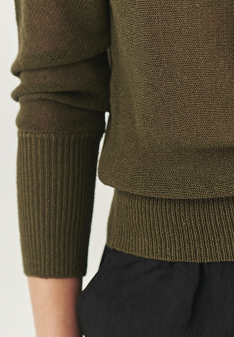 LIGHTWEIGHT LINEN AND COTTON JUMPER - NASHY KHAKI 2