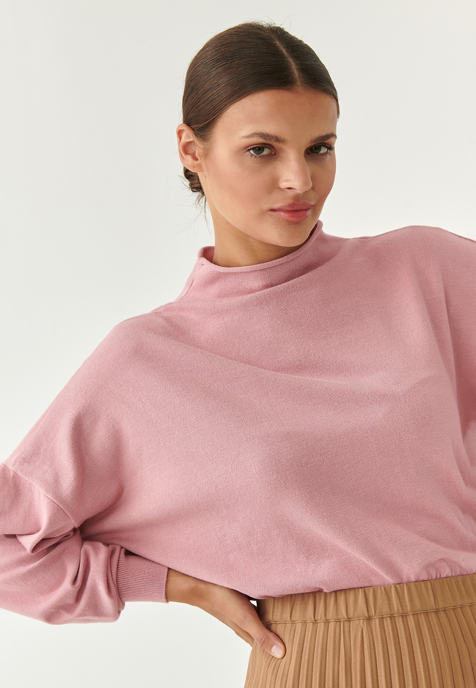 LADIES' OVERSIZED PULLOVER WITH MOCK TURTLENECK NAVI LADIES' OVERSIZED PULLOVER WITH MOCK TURTLENECK NAVI PINK 81336